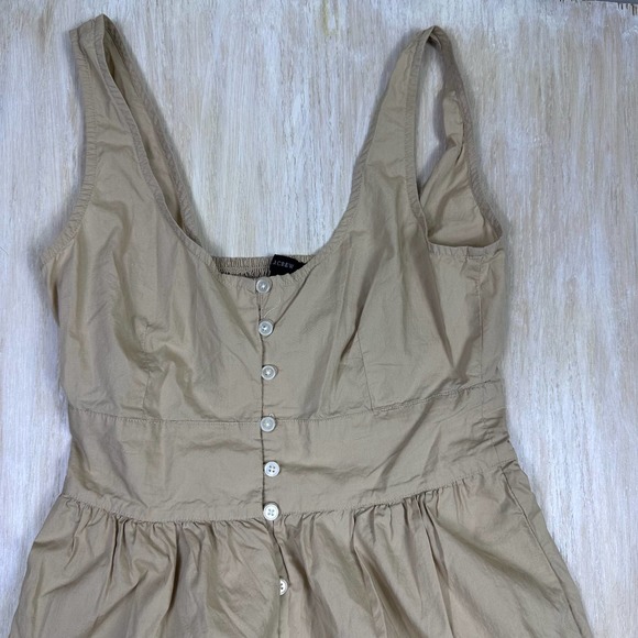 J Crew Tan Neutral Button Down Lagenlook Tank Shirt Casual Midi Dress Size 4 - Picture 2 of 16